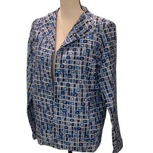 Silk Land Womens 100% Silk Jacket Size M Blue Lined Long Sleeve